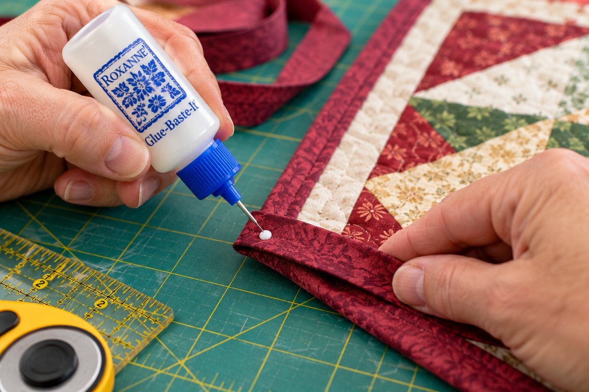 best fabric glue for quilting, Roxanne Glue-Baste-It applied to quilt binding