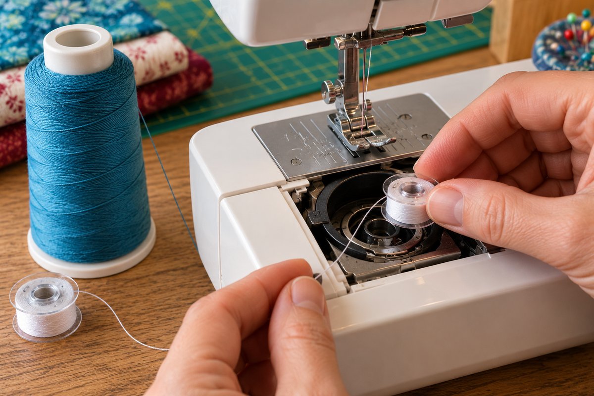 Winding a bobbin with thread for machine quilting