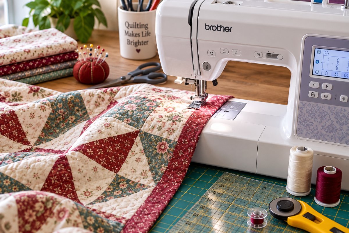 Janome vs Brother sewing machine comparison in a home quilting studio
