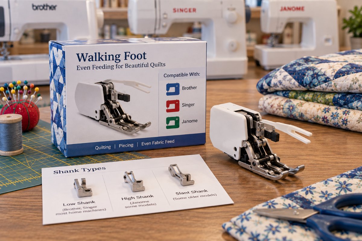 Checking shank compatibility before buying a walking foot for quilting