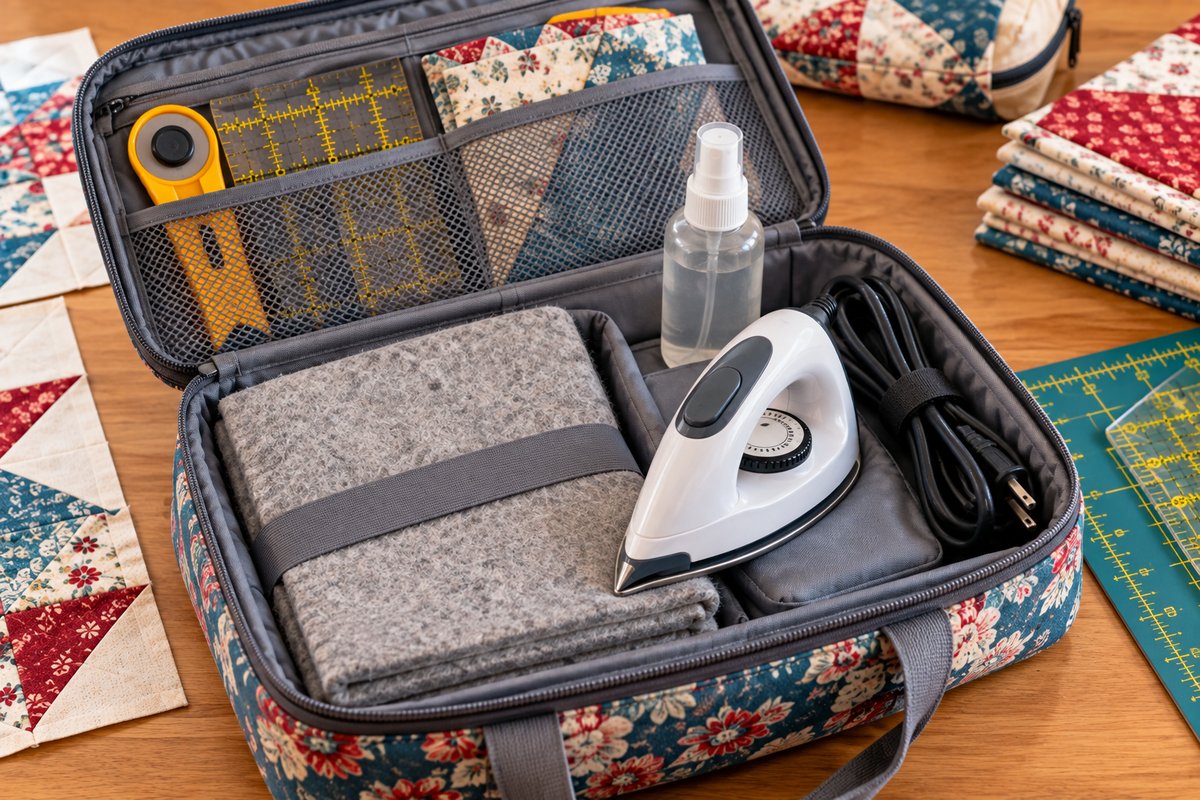 Best mini iron for quilting packed in a travel pressing kit for retreats